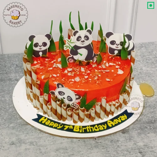 Order this delicious 2D Panda World Cake for your kid's birthday party. Get various types of customized cakes in just 2 to 3 hours on the same day. Get 25+ flavors and get free cake delivery in Noida, Ghaziabad, Indirapuram, Vaishali, Vasundhara, Kaushambi and Noida Extension, Gaur City, Eco Village etc.