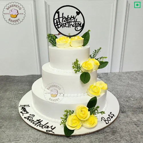 Order this delicious 3 Tier Birthday Cake for your kid's birthday party. Get various types of customized cakes in just 2 to 3 hours on the same day. Get 25+ flavors and get free cake delivery in Noida, Ghaziabad, Indirapuram, Vaishali, Vasundhara, Kaushambi and Noida Extension, Gaur City, Eco Village etc.