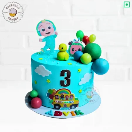 Get this fresh and delicious Cocomelon Party Cake delivered online. Get various types of customized cakes in just 2 to 3 hours on the same day. Get 25+ flavors and get free cake delivery in Noida, Ghaziabad, Indirapuram, Vaishali, Vasundhara, Kaushambi and Noida Extension, Gaur City, Eco Village etc.