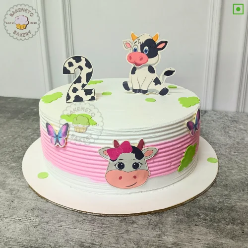 Order Cute Cow Cake for kid's birthday in 30 minutes in Noida. Super fastcake delivery nearby in Noida, Ghaziabad, Noida Extension. Get customized theme cakes in 2 hours in Noida.