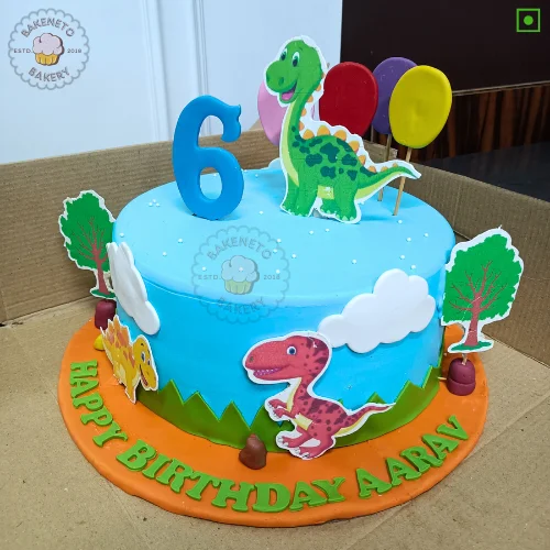 Order Dinosaur Cake for kid's birthday in 30 minutes in Noida. Super fastcake delivery nearby in Noida, Ghaziabad, Noida Extension. Get customized theme cakes in 2 hours in Noida.