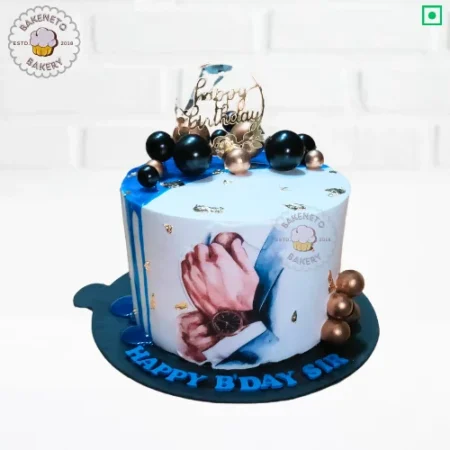 Order this delicious Gentlemen Cake for your kid's birthday party. Get various types of customized cakes in just 2 to 3 hours on the same day. Get 25+ flavors and get free cake delivery in Noida, Ghaziabad, Indirapuram, Vaishali, Vasundhara, Kaushambi and Noida Extension, Gaur City, Eco Village etc.