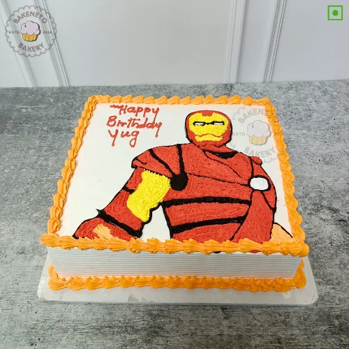 Order Ironman Cake for kid's birthday in 30 minutes in Noida. Super fastcake delivery nearby in Noida, Ghaziabad, Noida Extension. Get customized theme cakes in 2 hours in Noida.
