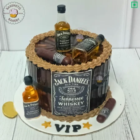 Order this delicious Jack Daniel Bottle Cake for your kid's birthday party. Get various types of customized cakes in just 2 to 3 hours on the same day. Get 25+ flavors and get free cake delivery in Noida, Ghaziabad, Indirapuram, Vaishali, Vasundhara, Kaushambi and Noida Extension, Gaur City, Eco Village etc.