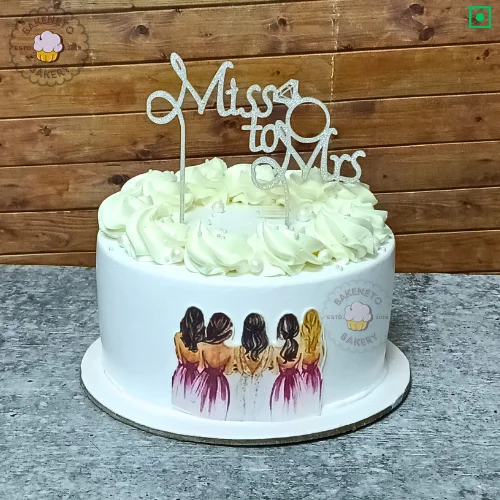 Order this fresh and delicious Miss to Mrs Cake online. Get various types of customized cakes in just 2 to 3 hours on the same day. Get 25+ flavors and get free cake delivery in Noida, Ghaziabad, Indirapuram, Vaishali, Vasundhara, Kaushambi and Noida Extension, Gaur City, Eco Village etc.