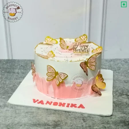 Order this fresh and delicious Peach Butterflies Cake online. Get various types of customized cakes in just 2 to 3 hours on the same day. Get 25+ flavors and get free cake delivery in Noida, Ghaziabad, Indirapuram, Vaishali, Vasundhara, Kaushambi and Noida Extension, Gaur City, Eco Village etc.