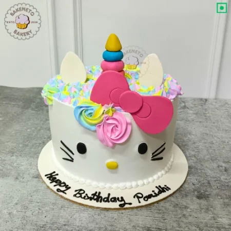 Order this delicious Pink Bow Cat Cake for your kid's birthday party. Get various types of customized cakes in just 2 to 3 hours on the same day. Get 25+ flavors and get free cake delivery in Noida, Ghaziabad, Indirapuram, Vaishali, Vasundhara, Kaushambi and Noida Extension, Gaur City, Eco Village etc.