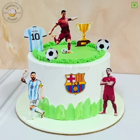 best cake for your football lover friend, this Ronaldo Messy Cake is available for online cake ordering in Noida, Ghaziabad and Noida Extension