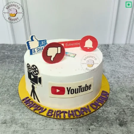 Order this fresh and delicious Social Media Person Cake online. Get various types of customized cakes in just 2 to 3 hours on the same day. Get 25+ flavors and get free cake delivery in Noida, Ghaziabad, Indirapuram, Vaishali, Vasundhara, Kaushambi and Noida Extension, Gaur City, Eco Village etc.