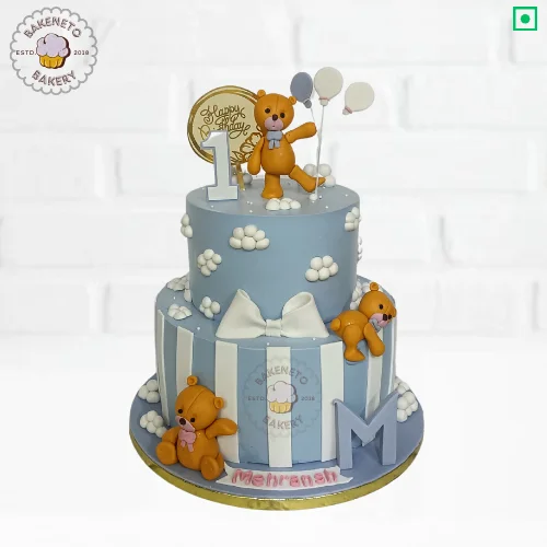 Order this delicious Teddy Cloud Party Cake for your kid's birthday party. Get various types of customized cakes in just 2 to 3 hours on the same day. Get 25+ flavors and get free cake delivery in Noida, Ghaziabad, Indirapuram, Vaishali, Vasundhara, Kaushambi and Noida Extension, Gaur City, Eco Village etc.