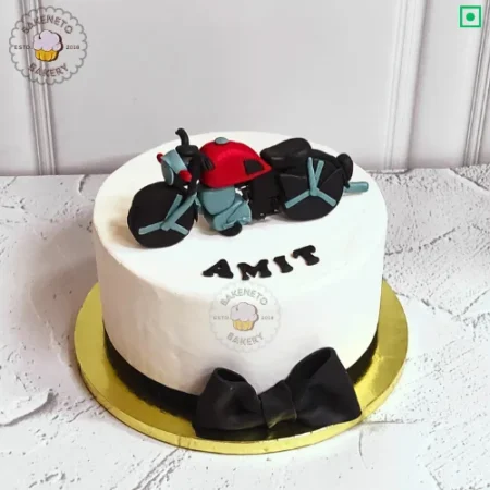 Order fresh, delicious Bikers Lover Cake online for husband. Get various types of customized cakes in just 2 to 3 hours on the same day. Get 25+ flavors and get free cake delivery in Noida, Ghaziabad, Indirapuram, Vaishali, Vasundhara, Kaushambi and Noida Extension, Gaur City, Eco Village etc.