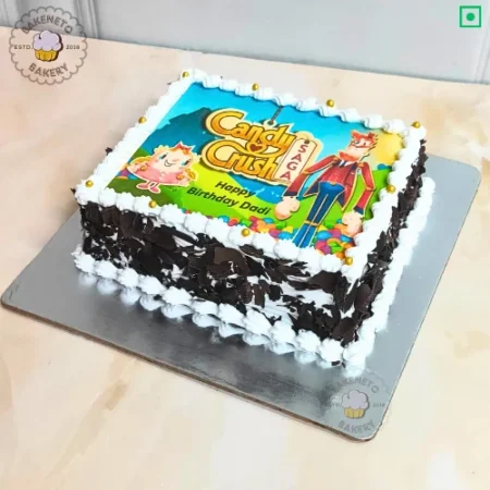 Order fresh and delicious best birthday cake for grand parents, Candy Crush Photo Cake online for Birthday. Get various types of customized cakes in just 2 to 3 hours on the same day. Get 25+ flavors and get free cake delivery in Noida, Ghaziabad, Indirapuram, Vaishali, Vasundhara, Kaushambi and Noida Extension, Gaur City, Eco Village etc.