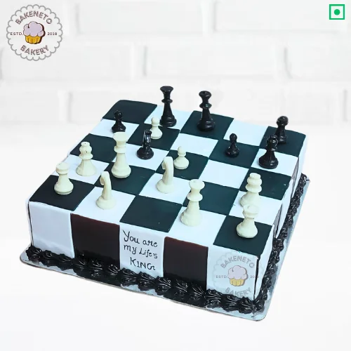 Order fresh, delicious and uniqely designed Chess Champion Cake for teeangers, or book chess cake online for your friend's birthday. Get various types of customized cakes in just 2 to 3 hours on the same day. Get 25+ flavors and get free cake delivery in Noida, Ghaziabad, Indirapuram, Vaishali, Vasundhara, Kaushambi and Noida Extension, Gaur City, Eco Village etc.