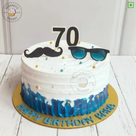 Bring this fresh, yummy and unique 70th Birthday Cake for your birthday or anniversary celebration or any other event. Order fresh cake home delivery online by bakeneto.