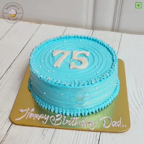 75th Birthday Cake is the simple sober cake for brother's birthday. Light color, fresh cake online by bakeneto in Noida, Ghaziabad and Noida extension