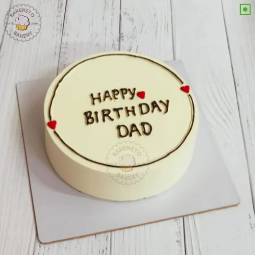 Dad Birthday Cake is the simple sober cake for dad birthday. Light color, fresh cake online by bakeneto in Noida, Ghaziabad and Noida extension