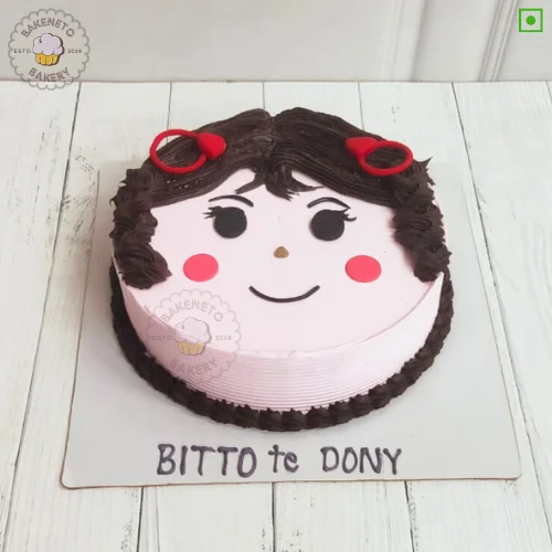 Bring this fresh, yummy and unique Face of Doll Cake for your birthday or anniversary celebration or any other event. Order fresh cake home delivery online by bakeneto.