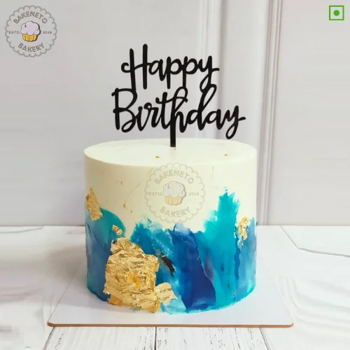 Bring this fresh, yummy and unique Gold Blue Cake for your birthday or anniversary celebration or any other event. Order fresh cake home delivery online by bakeneto.