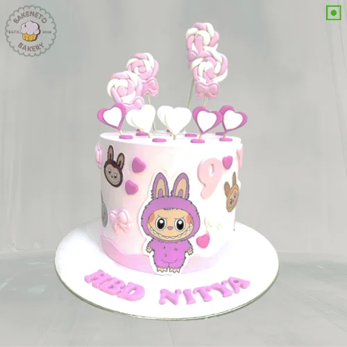 Book this fresh, 100% eggless and premium quality Labubu Cake by bakeneto via same day quick delivery option. Customize your cake's color and flavor as per your choice by calling us at 7071-634-634..