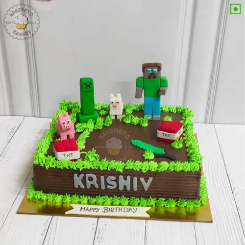 Book this fresh, 100% eggless and premium quality Minecraft Special Cake by bakeneto via same day quick delivery option. Customize your cake's color and flavor as per your choice by calling us at 7071-634-634..