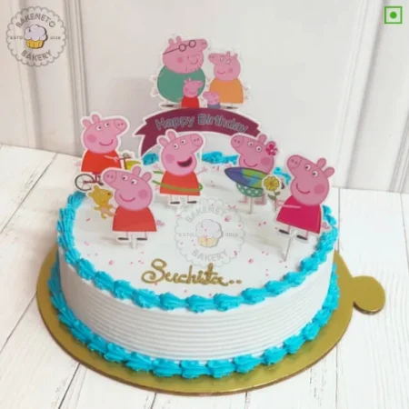 Bring this fresh, yummy and unique Peppa Family Cake for your birthday or anniversary celebration or any other event. Order fresh cake home delivery online by bakeneto.