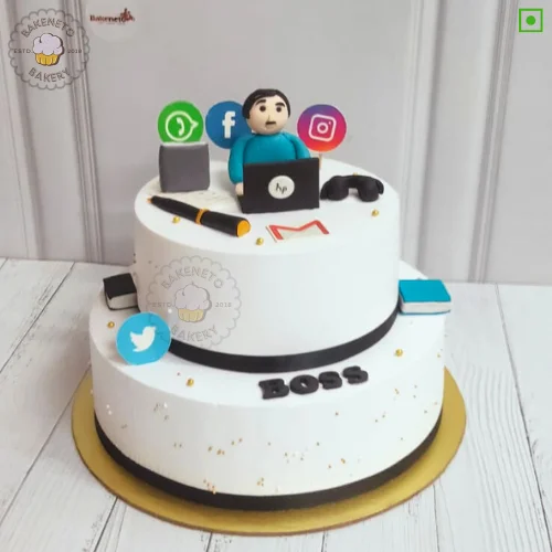 Book this fresh, 100% eggless and premium quality Social Media Cake by bakeneto via same day quick delivery option. Customize your cake's color and flavor as per your choice by calling us at 7071-634-634..