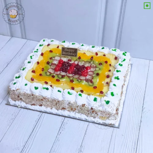 Square Fruit Cake is the simple sober cake for brother's birthday. Vibrant, delicious and fresh cake online by bakeneto in Noida, Ghaziabad and Noida extension