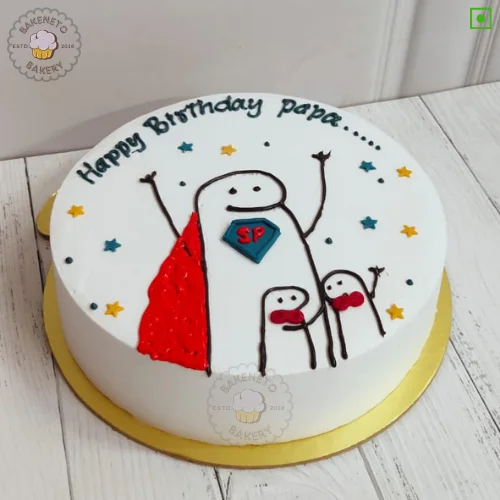Book this fresh, 100% eggless and premium quality Superman Dad Cake by bakeneto via same day quick delivery option. Customize your cake's color and flavor as per your choice by calling us at 7071-634-634..